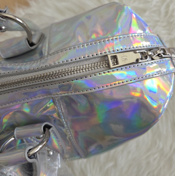 NWT Current Mood x Dolls Kill Holographic Prism Weekender Duffle Tote Bag - Picture 12 of 13